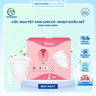Cốc Nguyệt San Lincup Chính Hãng Nhập Khẩu Mỹ Mềm Mại, Chống Tràn, Tiện Lợi 25ml/34ml/40ml