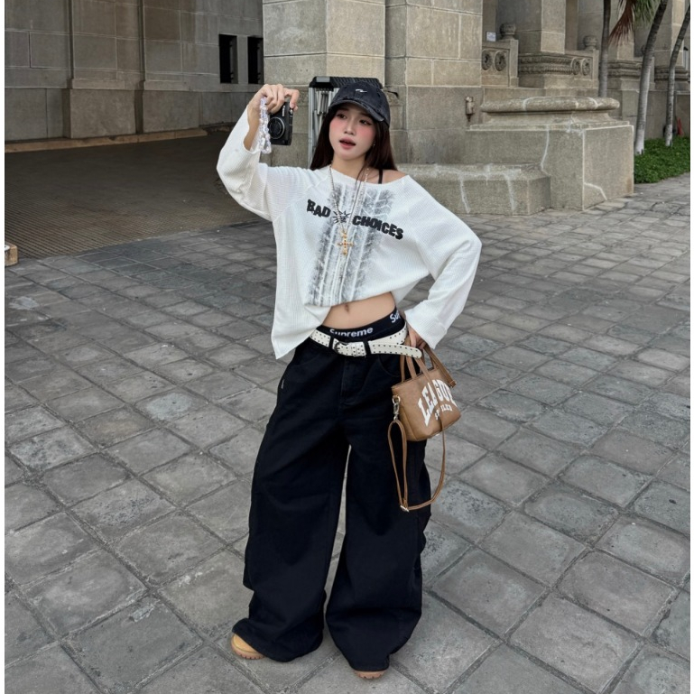 Bad Choices | Quần Wide-legs CATUS Kaki Jeans ống rộng StreetStyle