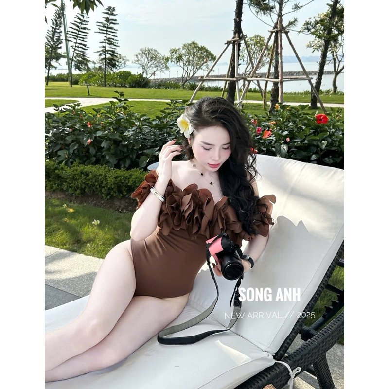 Áo bodysuit trễ vai bèo ngực đi biển đi chơi đều xinh