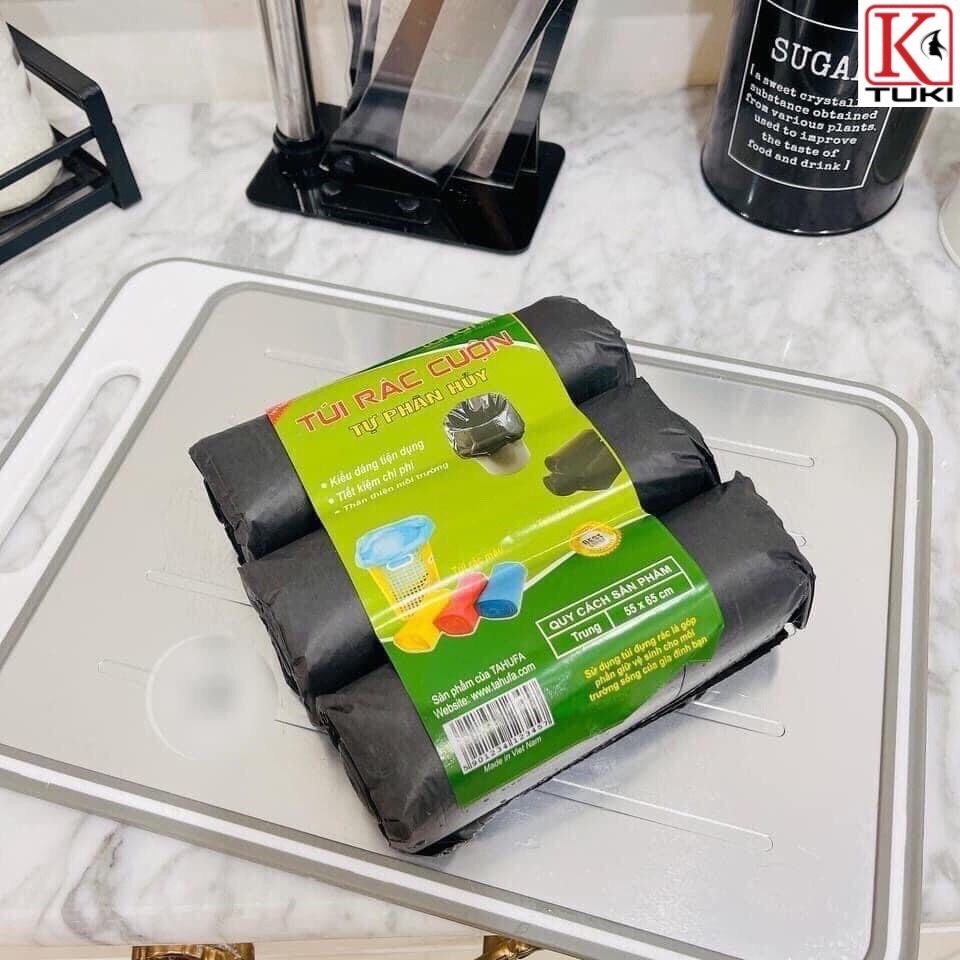 [Túi nặng 1Kg] Combo 3 Cuộn Túi Đựng Rác Tự Huỷ Sinh Học Túi Rác Tự Phân Hủy Chất Liệu Dai