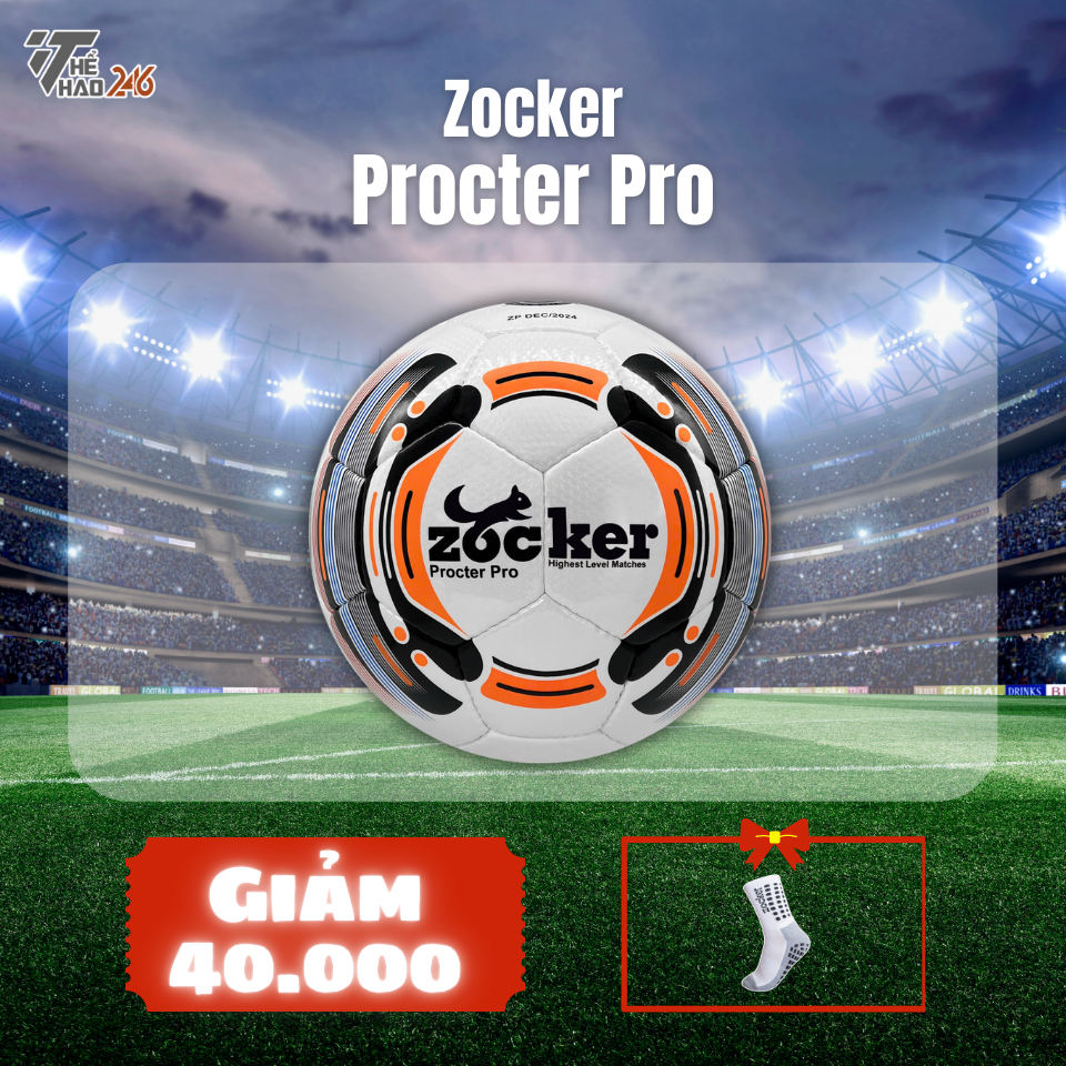 Quả bóng đá Zocker Procter Pro ZK5 Da PU cao cấp, bồi 4 lớp êm ái ...