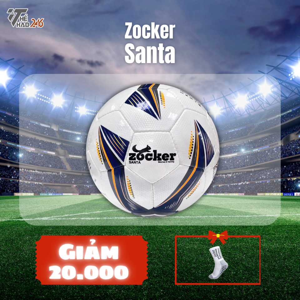 Quả Bóng Đá Zocker Santa Size 5 Da PU Cao Cấp, Đệm EVA Êm Ái, Siêu Bền ...
