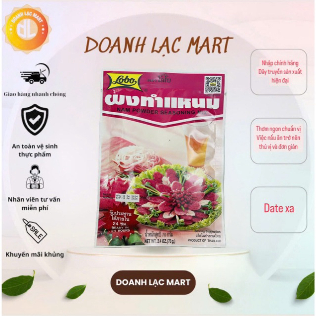 Gói Gia vị làm nem chua Lobo Thái 70gr. Nam Powder Seasoning Mix 💯 NK chính hãng -> Nem chua