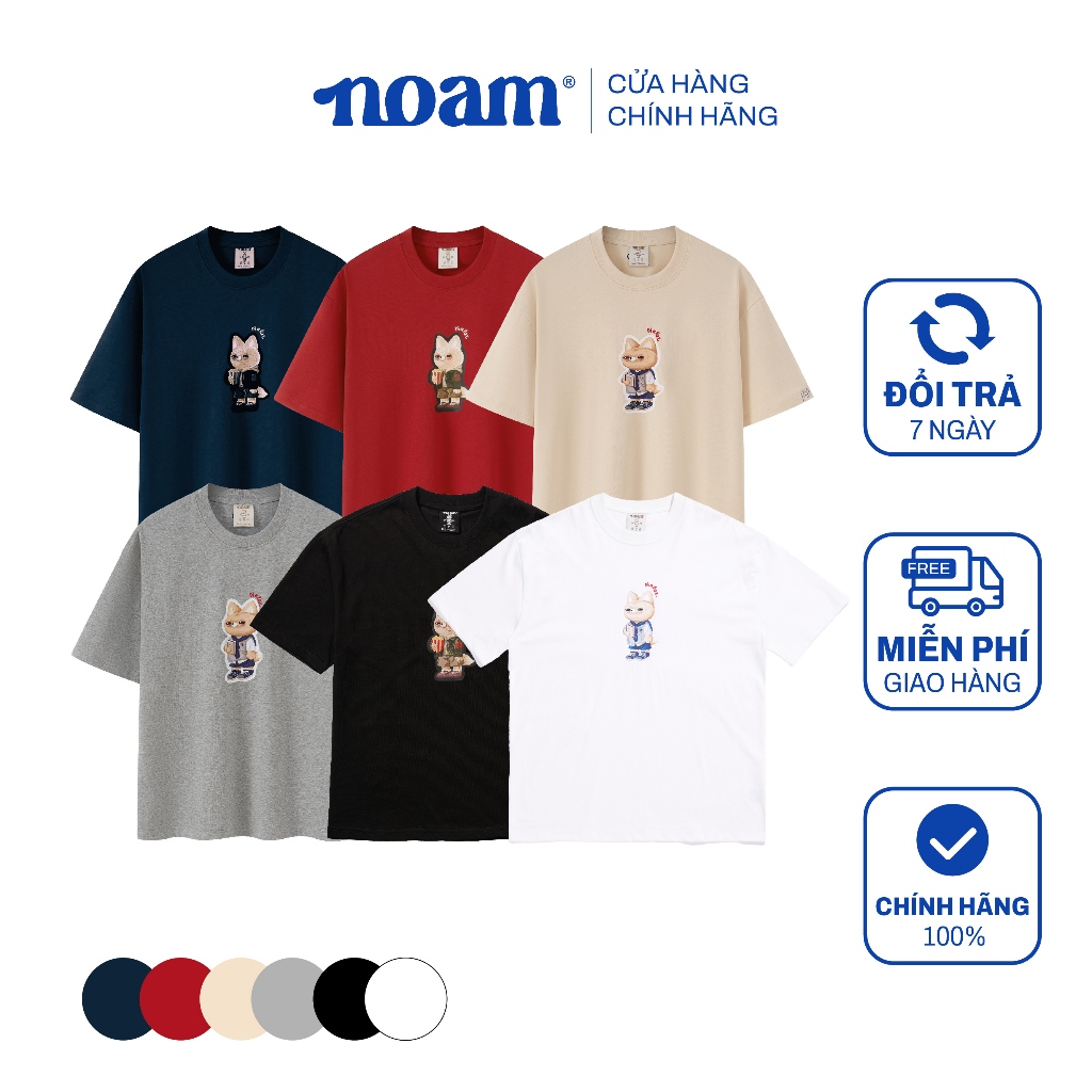 Ảnh Áo thun Form rộng NOAM Nafox Naive Unisex 100% Cotton - Màu đen/trắng 1
