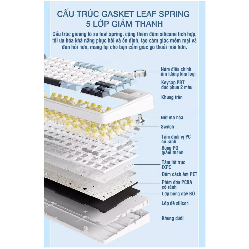 bàn phím cơ aula f75, bàn phím cơ không dây, bàn phím cơ 3 mode rgb