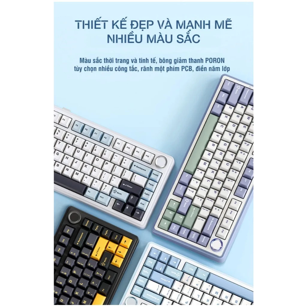 bàn phím cơ aula f75, bàn phím cơ không dây, bàn phím cơ 3 mode rgb