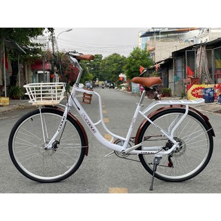 Xe mini Coolki 24inch và 26inch, 7 tốc độ Bộ đề SHIMANO Tourey TZ- Bộ quà tặng giỏ xe; chắn bùn; kệ để bình nước, chuông