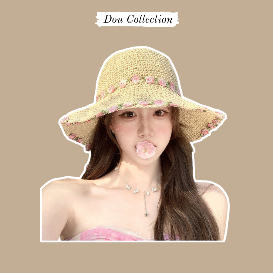 Nón Cói Unisex, Mũ Cói Đi Biển Chống Nắng Màu Be Nhiều Mẫu Phong Cách Vintage Thời Trang Biển Xuân Hè - Mã THNC07
