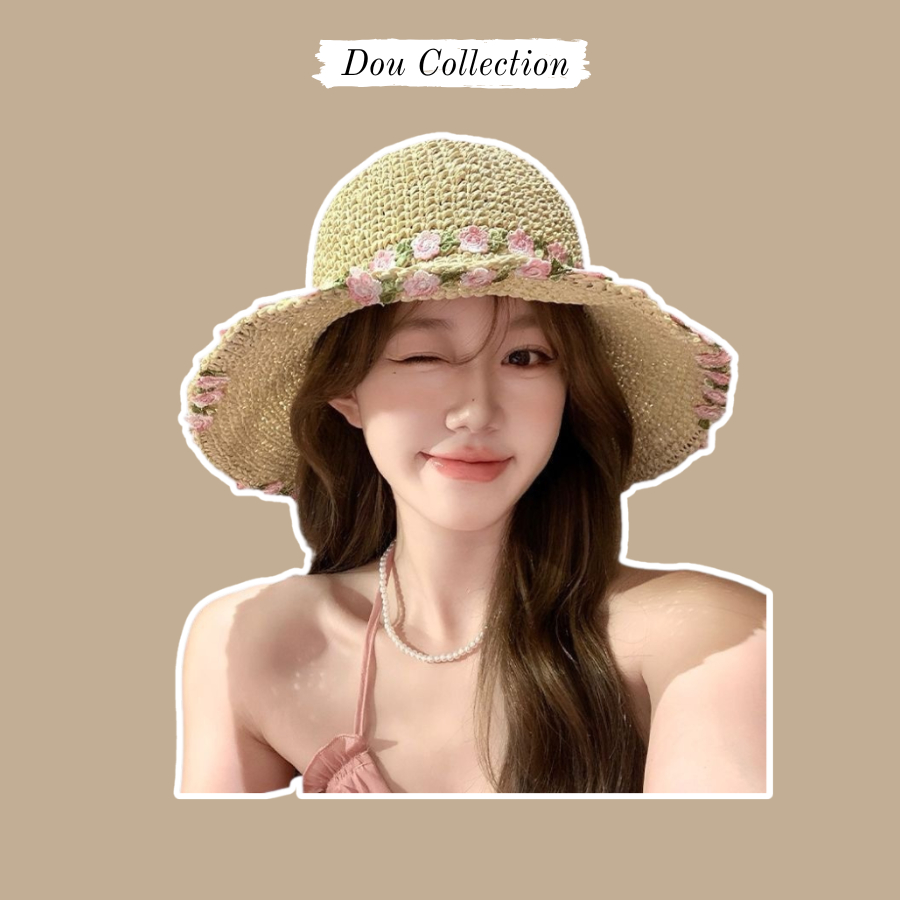 Nón Cói Unisex, Mũ Cói Đi Biển Chống Nắng Màu Be Nhiều Mẫu Phong Cách Vintage Thời Trang Biển Xuân Hè - Mã THNC07