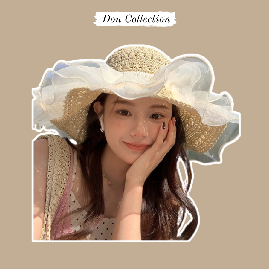 Nón Cói Unisex, Mũ Cói Đi Biển Chống Nắng Màu Be Nhiều Mẫu Phong Cách Vintage Thời Trang Biển Xuân Hè - Mã THNC07