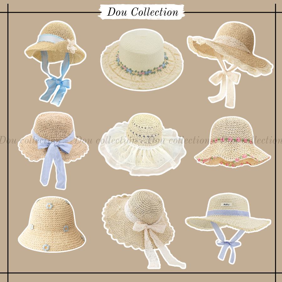 Nón Cói Unisex, Mũ Cói Đi Biển Chống Nắng Màu Be Nhiều Mẫu Phong Cách Vintage Thời Trang Biển Xuân Hè - Mã THNC07