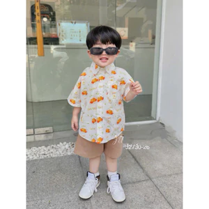 Set bộ bé trai sơ mi cộc tay + quần short J2730 họa tiết cute in tràn size 1-10t (10-40kg)