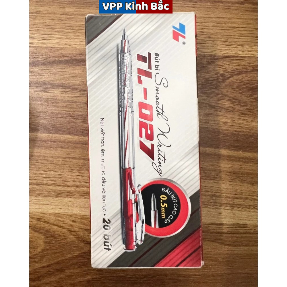 Combo 20 Bút bi Thiên Long TL-027 ngòi 0,5mm - Bút bi viết 4 màu mực xanh/ đỏ/ đen