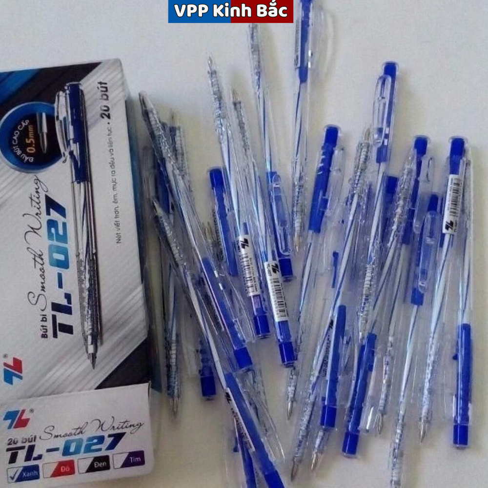 Combo 20 Bút bi Thiên Long TL-027 ngòi 0,5mm - Bút bi viết 4 màu mực xanh/ đỏ/ đen