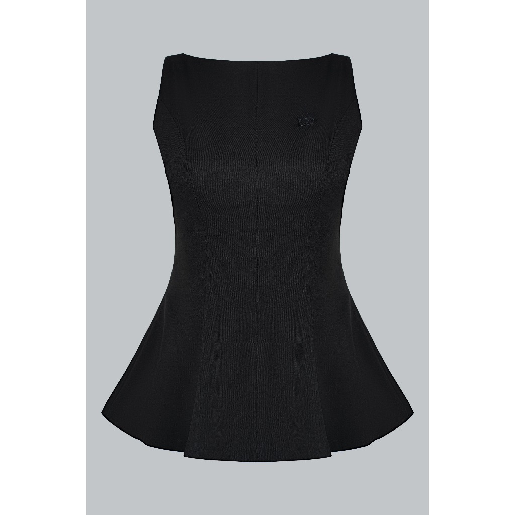 Set áo cổ ngang không tay peplum 2T25.2504K + chân váy midi bổ múi dáng xòe 4L03.2505K – thời trang công sở nữ JM
