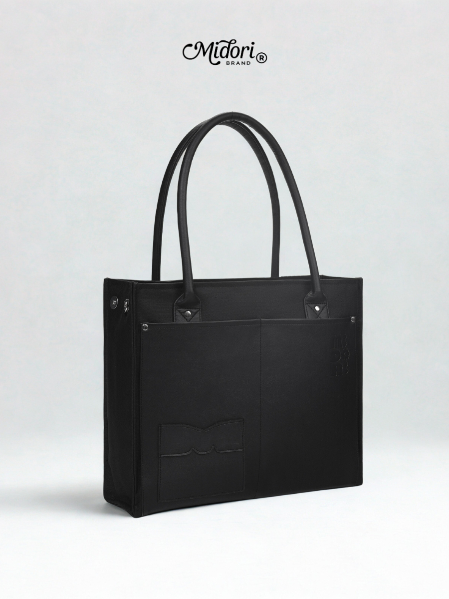 Ảnh Túi Tote Đeo Vai Vải Phối Da JAMMIE Nam Nữ Bền Đẹp Chống Nước Thời Trang | Local Brand M STUDIO 1