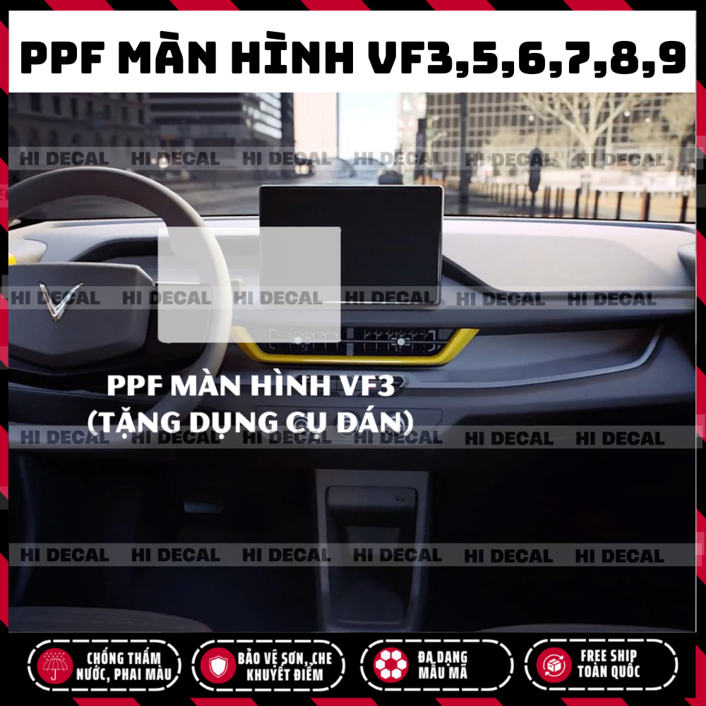 Vinfast: PPF dán màn hình Vf3,Vf5, Vf6, Vf7, Vf8, Vf9, miếng dán ppf bảo vệ màn hình chống xước