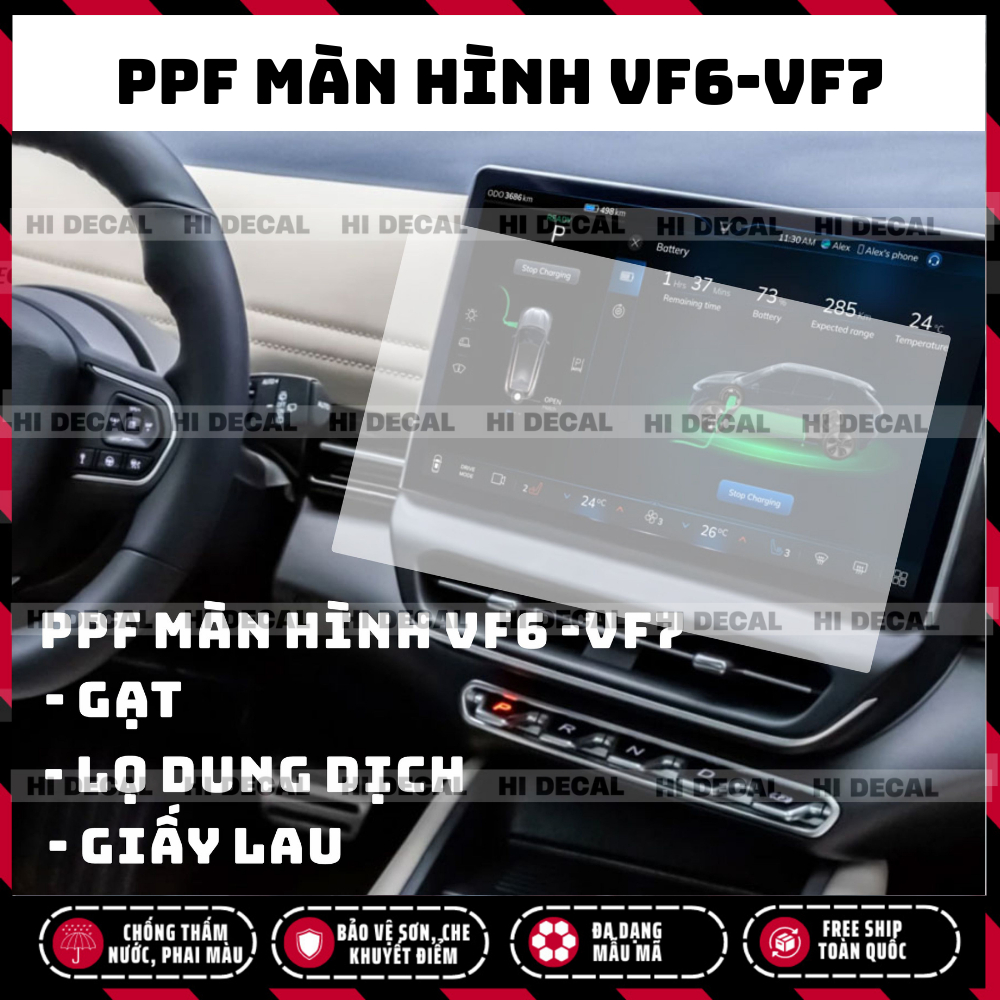 Vinfast: PPF dán màn hình Vf3,Vf5, Vf6, Vf7, Vf8, Vf9, miếng dán ppf bảo vệ màn hình chống xước