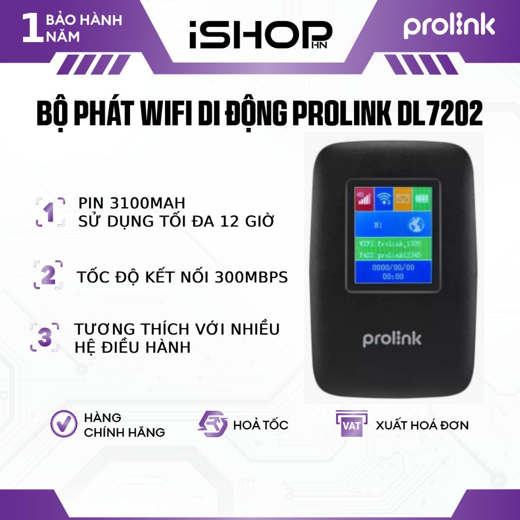 Bộ phát Wifi di động Prolink DL7202, sử dụng SIM 4G, tốc độ 4G LTE ...
