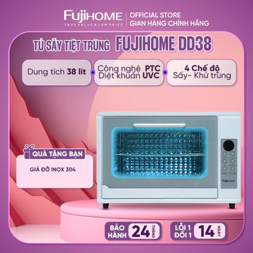 Tủ sấy khử khuẩn UV 38 Lít FUJIHOME Nhập khẩu, Tủ sấy khô chén bát đũa, tủ tiệt trùng spa thiết bị y tế bình sữa đa năng