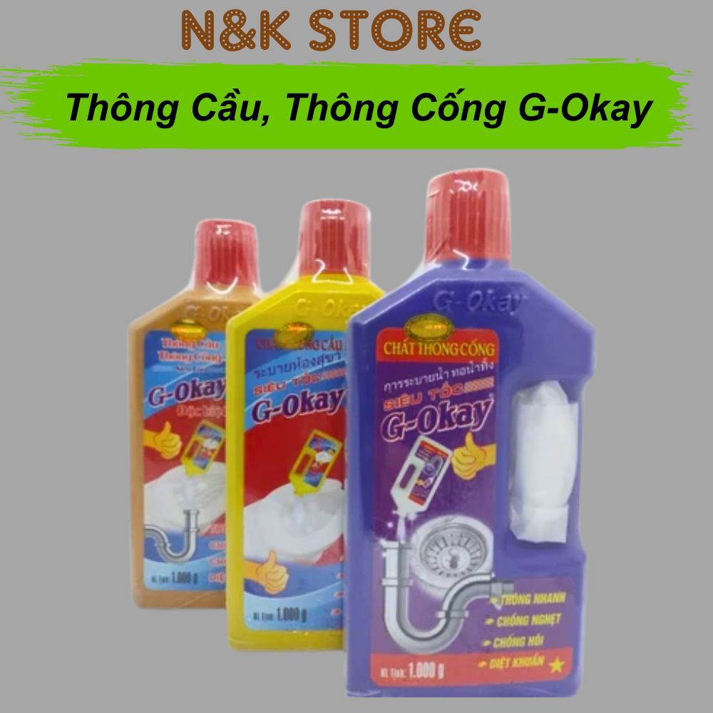 Dung dịch thông cống, thông cầu G-Okay, nước thông cống tẩy sạch tắc nghẽn, cặn bẩn