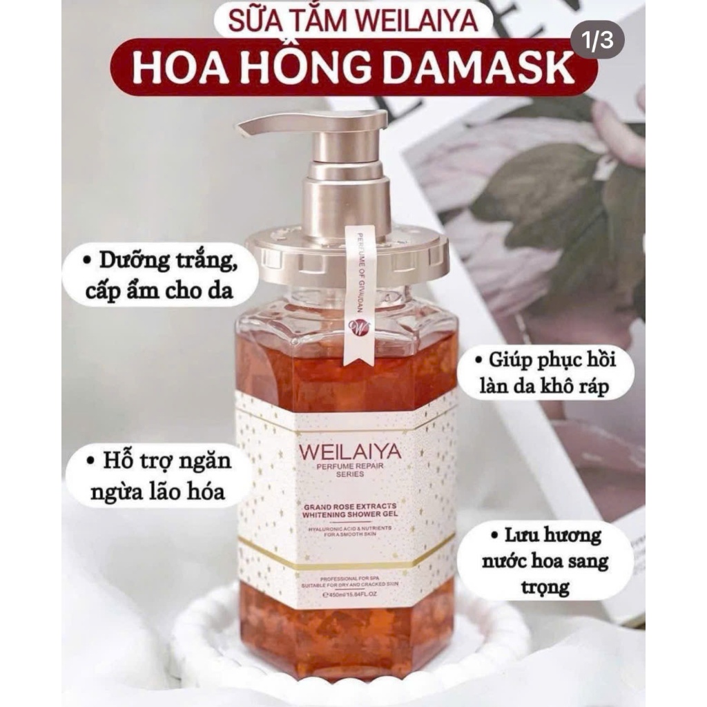 Sữa tắm Weilaiya sạch sâu dưỡng ẩm, dưỡng da body, 450ml