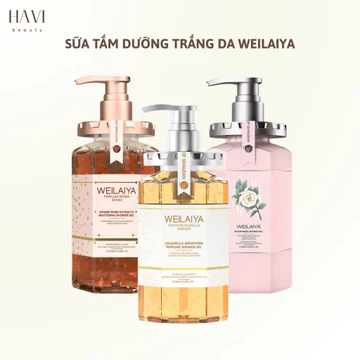 Sữa tắm trắng da Weilaiya 450ml, Sữa tắm dưỡng ẩm, sữa tắm cánh hoa