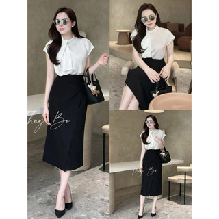 Áo lụa cổ xoắn