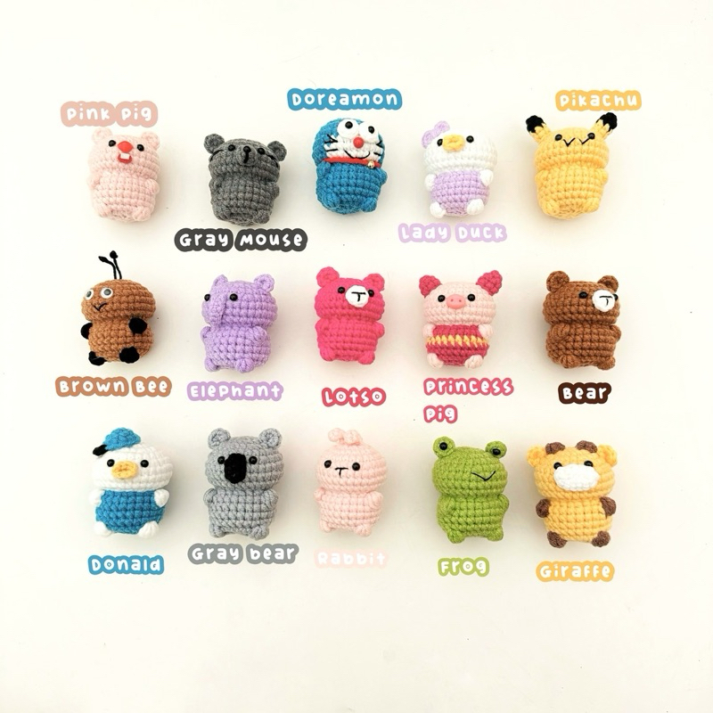 Móc Khoá Animal Cartoon Nhân Vật Hoạt Hình Thú Len Động Vật Gấu Mèo thỏ Sư Tử Hổ Size Mini - Sở Thú Mini Haste