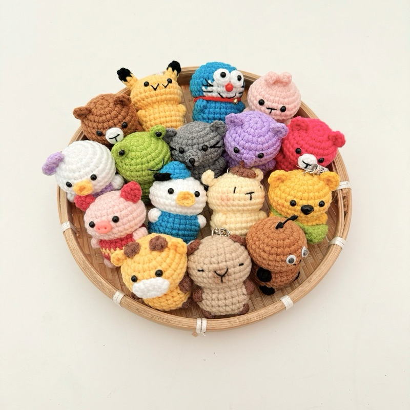 Móc Khoá Animal Cartoon Nhân Vật Hoạt Hình Thú Len Động Vật Gấu Mèo thỏ Sư Tử Hổ Size Mini - Sở Thú Mini Haste