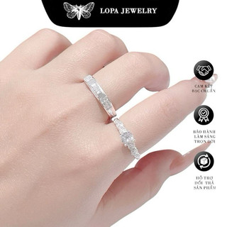 [Hộp Xinh] Nhẫn đôi bạc ta LoPa SK2020 nam nữ | Nhẫn nam đính đá – nữ xoắn đá chủ lấp lánh tinh tế