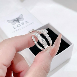 [Hộp Xinh] Nhẫn đôi bạc ta LoPa SK2020 nam nữ | Nhẫn nam đính đá – nữ xoắn đá chủ lấp lánh tinh tế