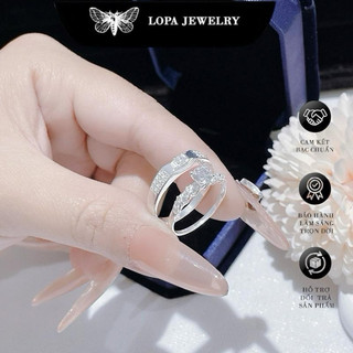 [Hộp Xinh] Nhẫn đôi bạc ta LoPa SK2020 nam nữ | Nhẫn nam đính đá – nữ xoắn đá chủ lấp lánh tinh tế