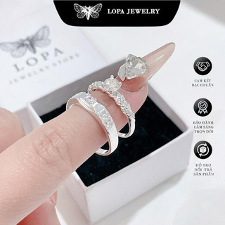 [Hộp Xinh] Nhẫn đôi bạc ta LoPa SK2020 nam nữ | Nhẫn nam đính đá – nữ xoắn đá chủ lấp lánh tinh tế