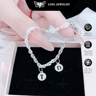 [Full Box] Lắc Tay Bạc LoPa SK79 Dáng Xích Mix 2 Chữ Tên – Lắc Đôi Kỷ Niệm, Sinh Nhật, Trang Sức Bạn Thân