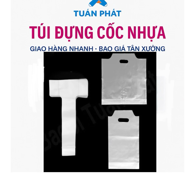 {1KG} Túi Đựng Ly Trà Sữa Cà Phê Nước Ép Túi Chữ T, Túi 1 Ly, Túi 2 Ly Có Vách Ngăn Dùng Một Lần
