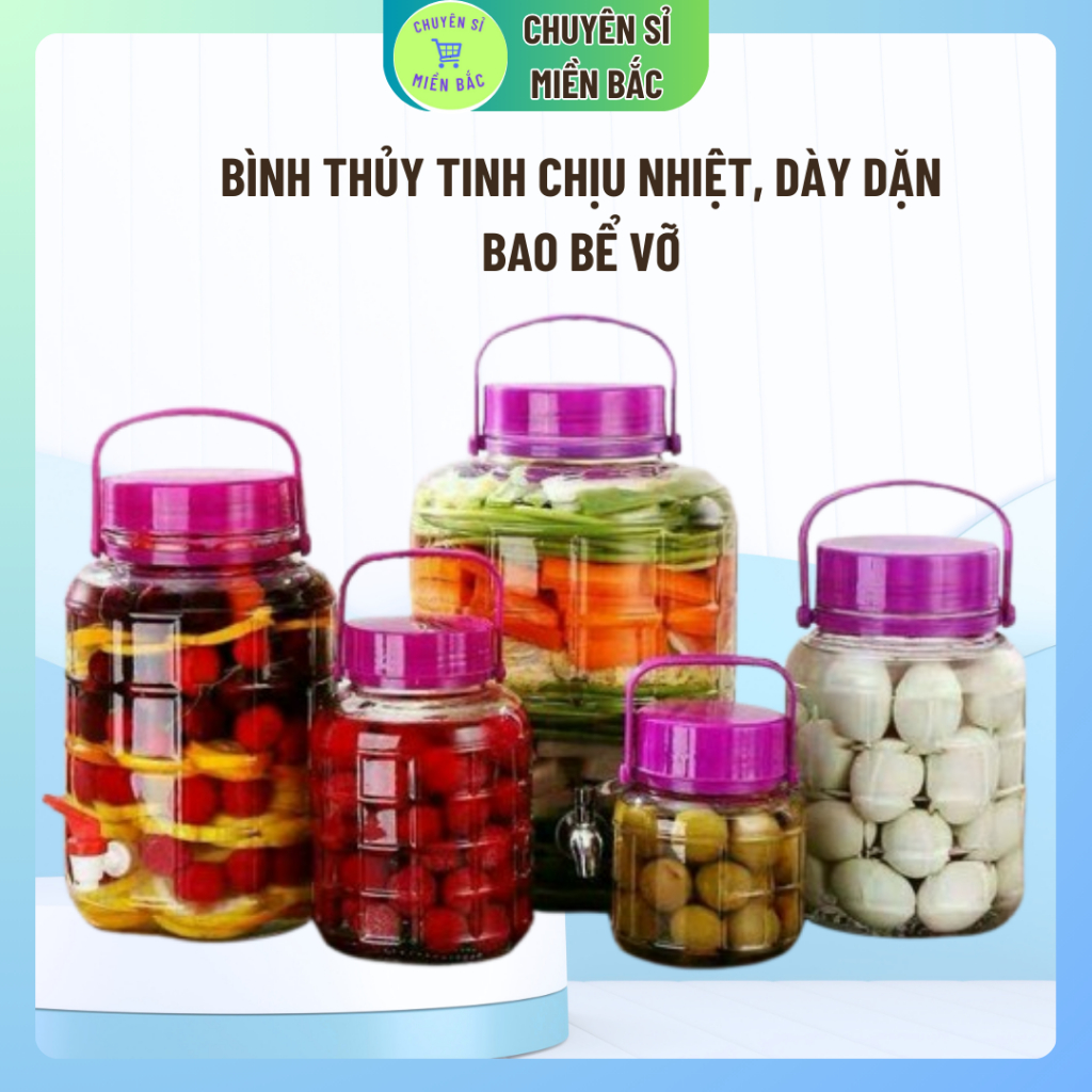 Bình Ngâm Rượu Thủy Tinh 10 Lít có vòi Quai Xách