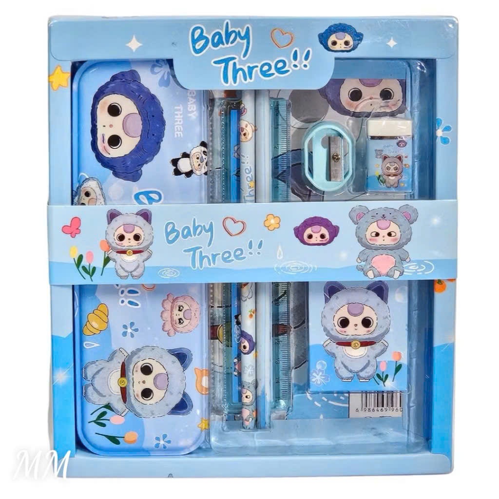 Bộ dụng cụ học tập 7 món babythree,món quà dành tặng cho bé đầu năm