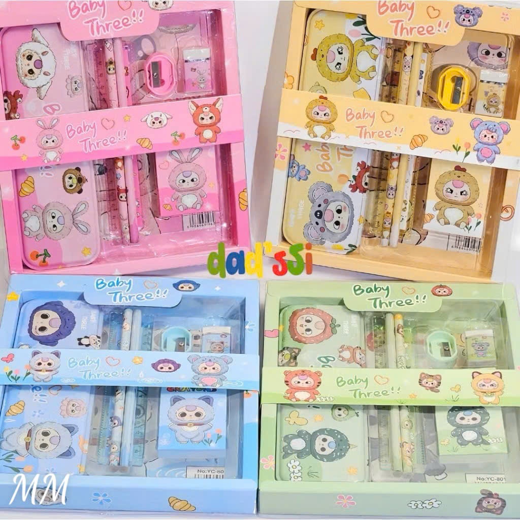 Bộ dụng cụ học tập 7 món babythree,món quà dành tặng cho bé đầu năm