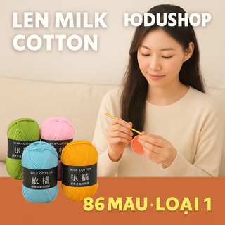 Len milk cotton 50g, 86 màu HODUSHOP