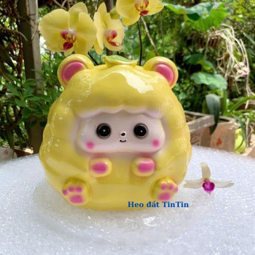Heo đất tiết kiệm Cừu Lá size to lỗ tròn(c20xr18xd18)-Ống tiết kiệm lỗ tròn lợn đất trang trí decor