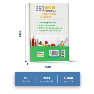 Sách - 360 Động Từ Bất Quy Tắc Và 12 Thì Cơ Bản Trong Tiếng Anh Bản Khổ Nhỏ Cho Người Học Cơ Bản - Học Kèm App Online