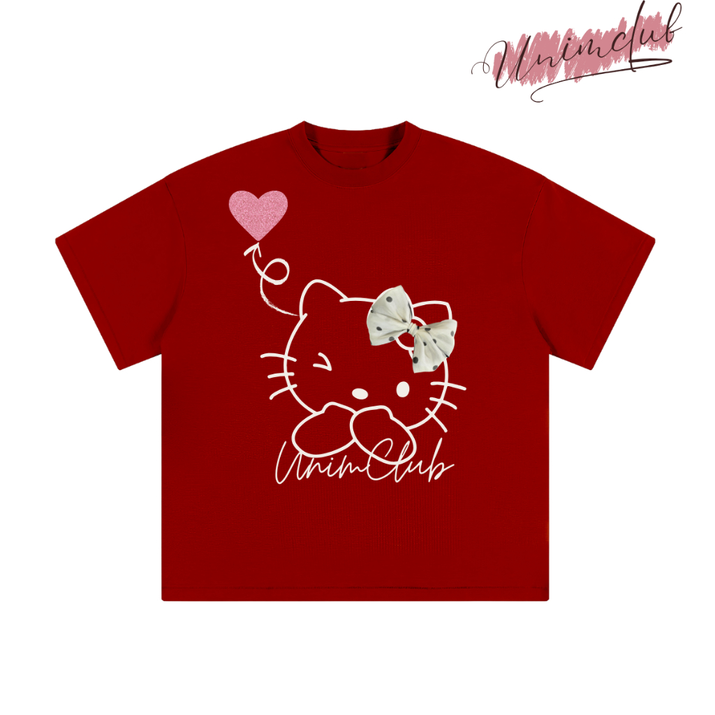 [Tặng Kèm Nơ Chấm Bi] Áo Thun Boxy Kitty Nơ Voan Hàn Quốc Chấm Bi Cao Cấp Cotton 250gsm Mềm Mịn Thoáng Mát APB03