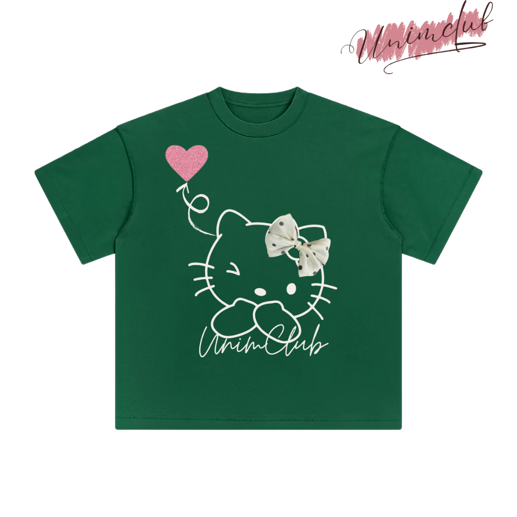 [Tặng Kèm Nơ Chấm Bi] Áo Thun Boxy Kitty Nơ Voan Hàn Quốc Chấm Bi Cao Cấp Cotton 250gsm Mềm Mịn Thoáng Mát APB03