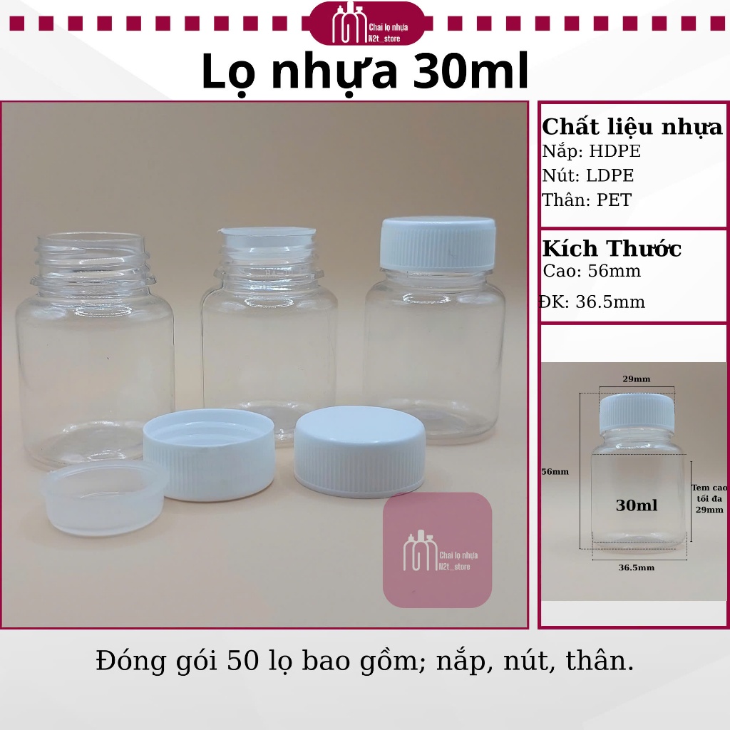 Set 50 Lọ Nhựa Rỗng Trong Suốt Dung Tích 30ml | Shopee Việt Nam
