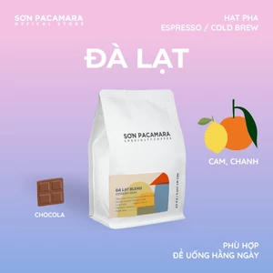 Cà Phê Espresso Sơn Pacamara Gói Đà Lạt, 100% Arabica, Vị Đầm Rang Vừa, Gói 250gr/500gr