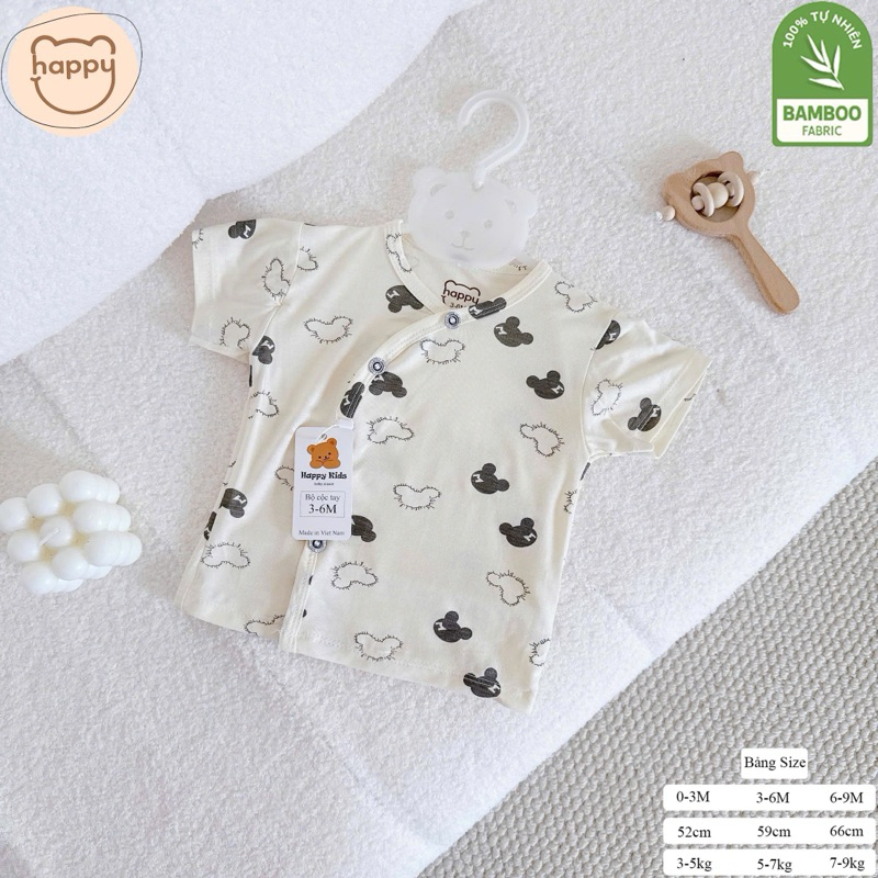 (HK 025) Combo 3-5 áo cộc tay vạt chéo Happy Kids thun lạnh mềm, mát cho bé 3-9kg