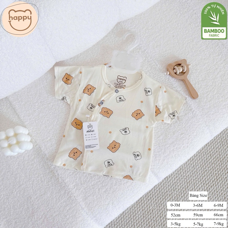 (HK 025) Combo 3-5 áo cộc tay vạt chéo Happy Kids thun lạnh mềm, mát cho bé 3-9kg