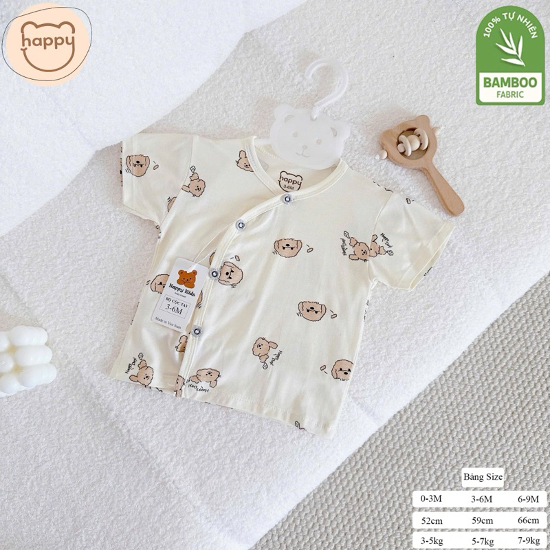 (HK 025) Combo 3-5 áo cộc tay vạt chéo Happy Kids thun lạnh mềm, mát cho bé 3-9kg