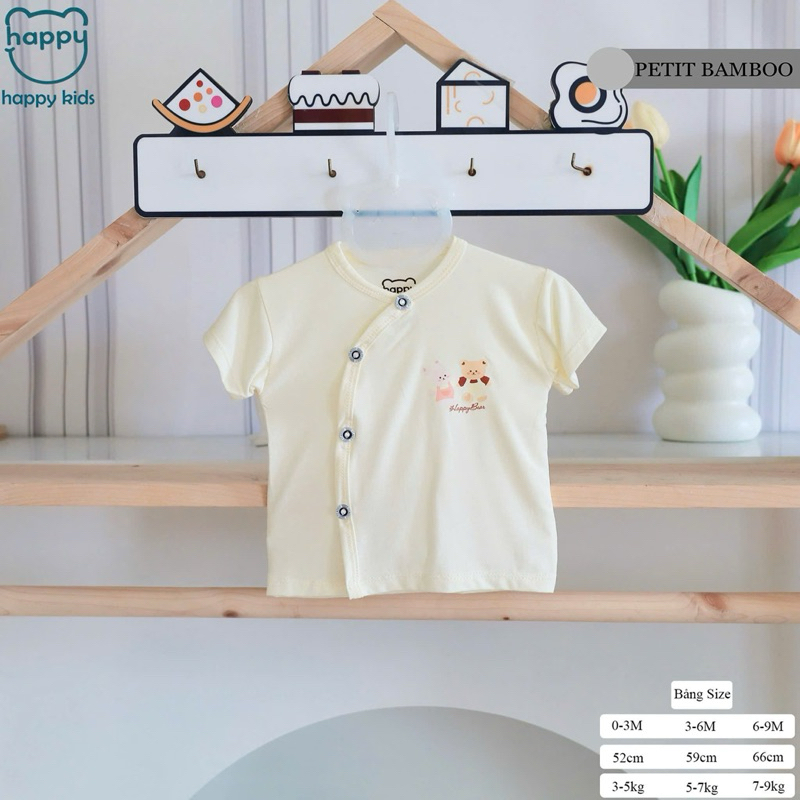 (HK 024) Combo 3-5 áo cộc tay vạt chéo Happy Kids thun lạnh mềm, mát cho bé 3-9kg
